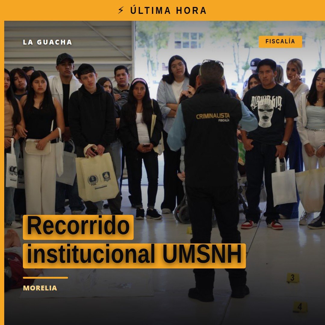 Estudiantes de la UMSNH durante un recorrido institucional umsnh en instalaciones de la Fiscalía General de Michoacán en