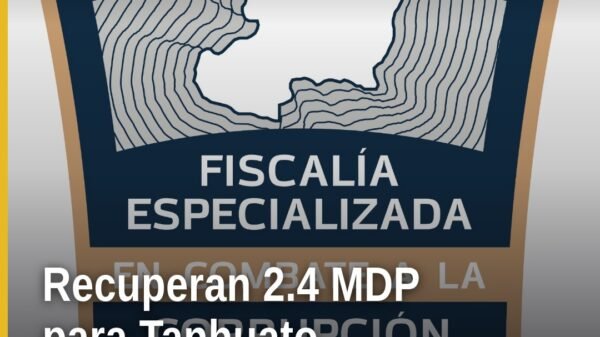 Imagen simbólica de monedas y escudo municipal de Tanhuato, representando la recuperación recursos tanhuato