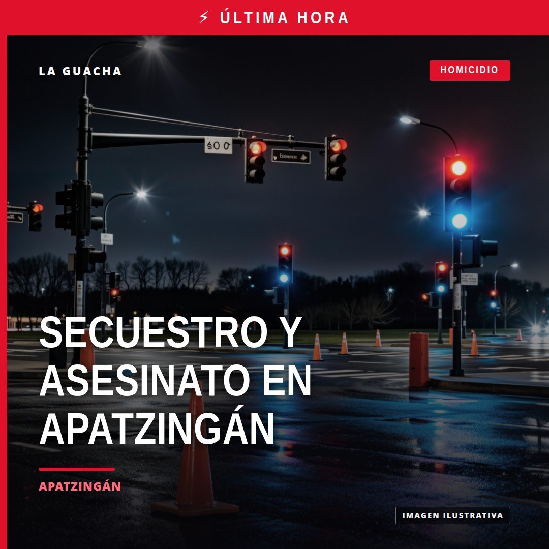 Ilustración simbólica de una escena urbana en Apatzingán con silueta de persona detenida y sello judicial; representa
