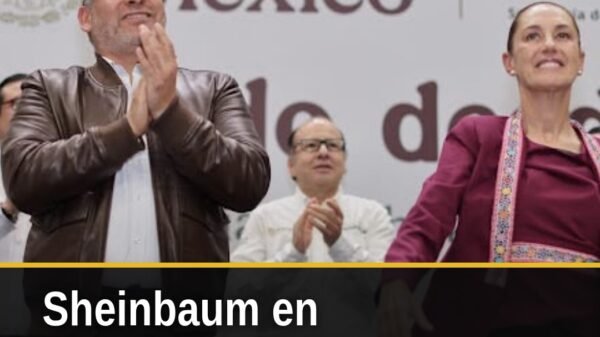 Visita de Sheinbaum Morelia: la presidenta Claudia Sheinbaum Pardo frente al Pabellón Don Vasco en Morelia durante su décima