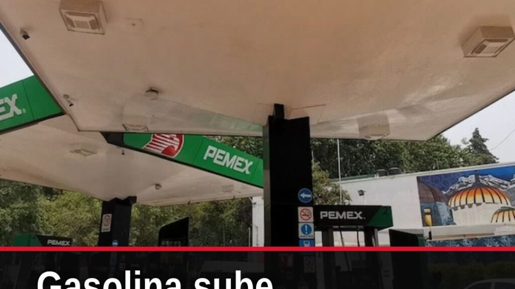 Gráfico con precios actuales de gasolina magna, premium y diésel en México, destacando 'precio gasolina México' y logotipo
