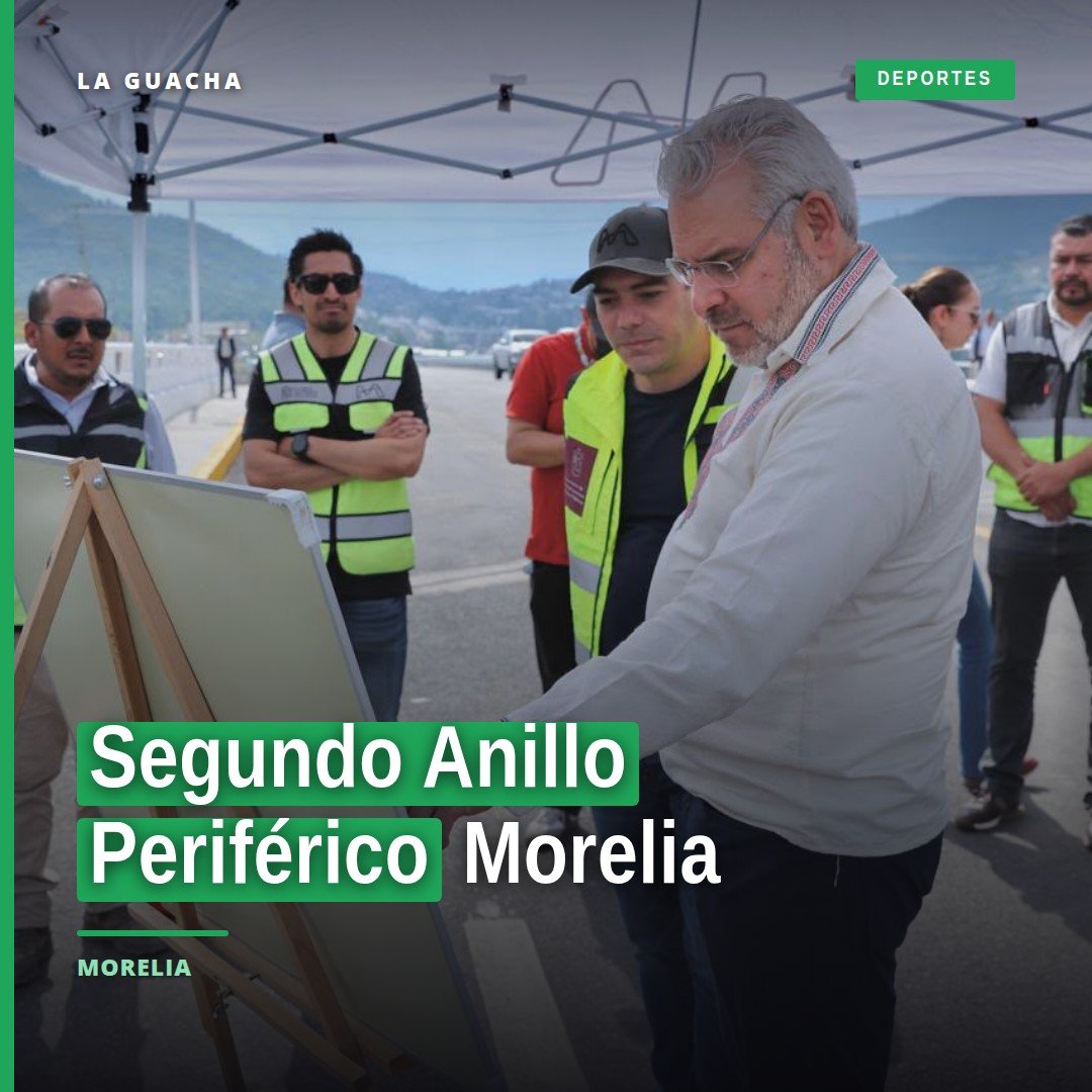 Vista aérea del primer tramo del segundo anillo periférico de Morelia, con carpeta asfáltica terminada y señalización en