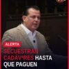 Ilustración simbólica de una balanza y un ataúd cubierto con una sábana blanca, junto a un letrero que dice 'secuestro de