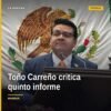 Toño Carreño Sosa hablando en el pleno del Congreso del Estado de Michoacán durante la sesión del quinto informe de
