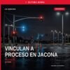 Ilustración simbólica de balanza de justicia y mapa de Jacona, Michoacán, para vinculación a proceso jacona