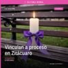Ilustración simbólica de balanza de justicia y edificio de la Fiscalía General del Estado de Michoacán, con leyenda