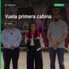 Primera cabina del teleférico de Morelia en movimiento sobre el sistema electromecánico, vista aérea del tramo entre