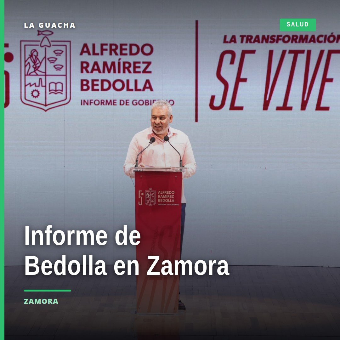 Zamora Michoacán informe: el gobernador Alfredo Ramírez Bedolla hablando en el escenario durante su Quinto Informe de