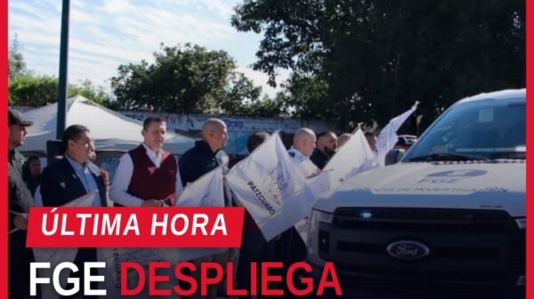 Autoridades de la Fiscalía General del Estado de Michoacán en el banderazo del operativo de seguridad para la noche de