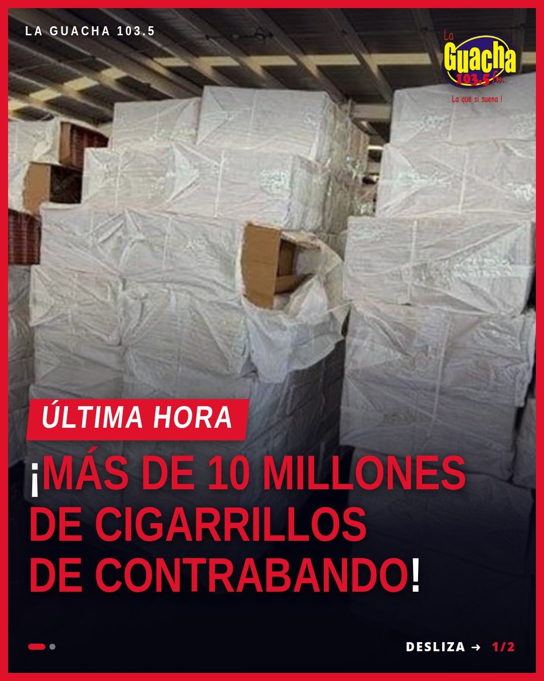 Contenedor abierto con cajas de cartón etiquetadas como cigarrillos de contrabando en el puerto de Lázaro Cárdenas, Michoacán