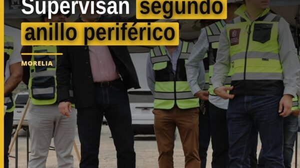 Alfredo Ramírez Bedolla supervisando obras del segundo anillo periférico en Morelia, Michoacán