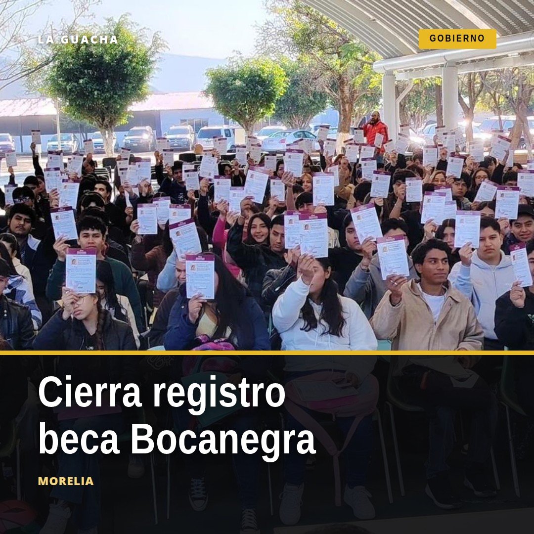 Logotipo de la beca Gertrudis Bocanegra con texto 'Registro cierra 9 de octubre' y fondo azul con símbolos de transporte y