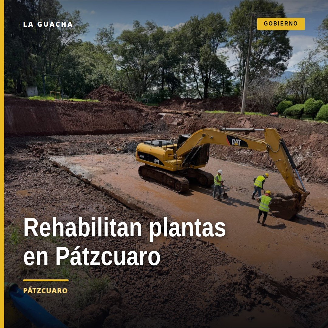 rehabilitación plantas tratamiento en el lago de Pátzcuaro: obra en marcha en planta de Las Garzas o Janitzio, con personal