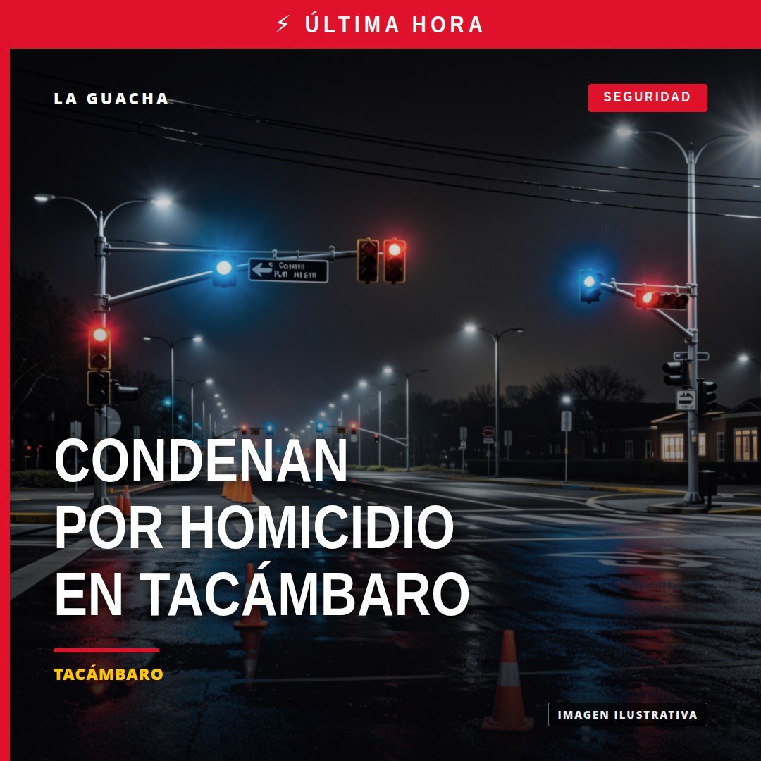 Ilustración simbólica de balanza de justicia y mapa de Tacámbaro, Michoacán, relacionada con el homicidio calificado