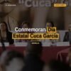 Diputada Belinda Iturbide Díaz hablando en el Congreso de Michoacán durante la conmemoración del día estatal cuca garcía