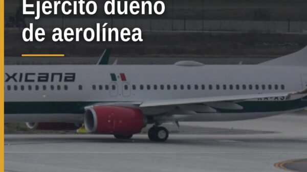 Ilustración simbólica de un avión militar junto a un aeropuerto y logotipo de la Sedena, representando la reforma que