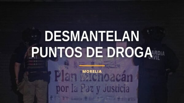 Imagen ilustrativa de operativo policial en Morelia durante desmantelamiento de puntos de venta de droga morelia