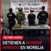Detención de hombre armado en Morelia: agentes con fusil, revólver y motocicleta Italika en colonia Gertrudis Sánchez