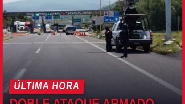 Imagen simbólica de patrullas y fuerzas de seguridad en carretera rural de Zamora y Jacona, Michoacán, tras doble ataque