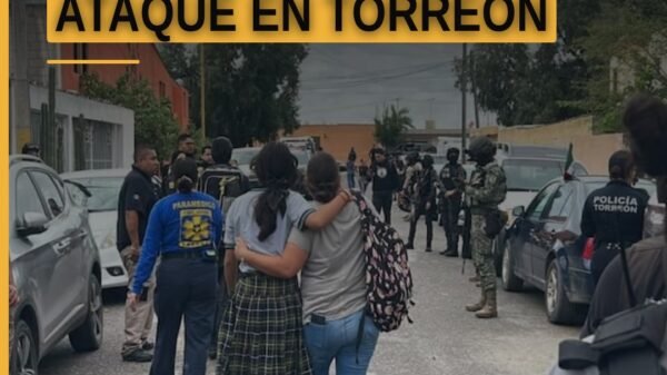 Ilustración simbólica de una escuela con personal de las Fuerzas Armadas y docentes en sesión de capacitación sobre