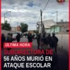 Ilustración simbólica de un edificio escolar en Torreón con siluetas de personas y una bandera mexicana, representando el
