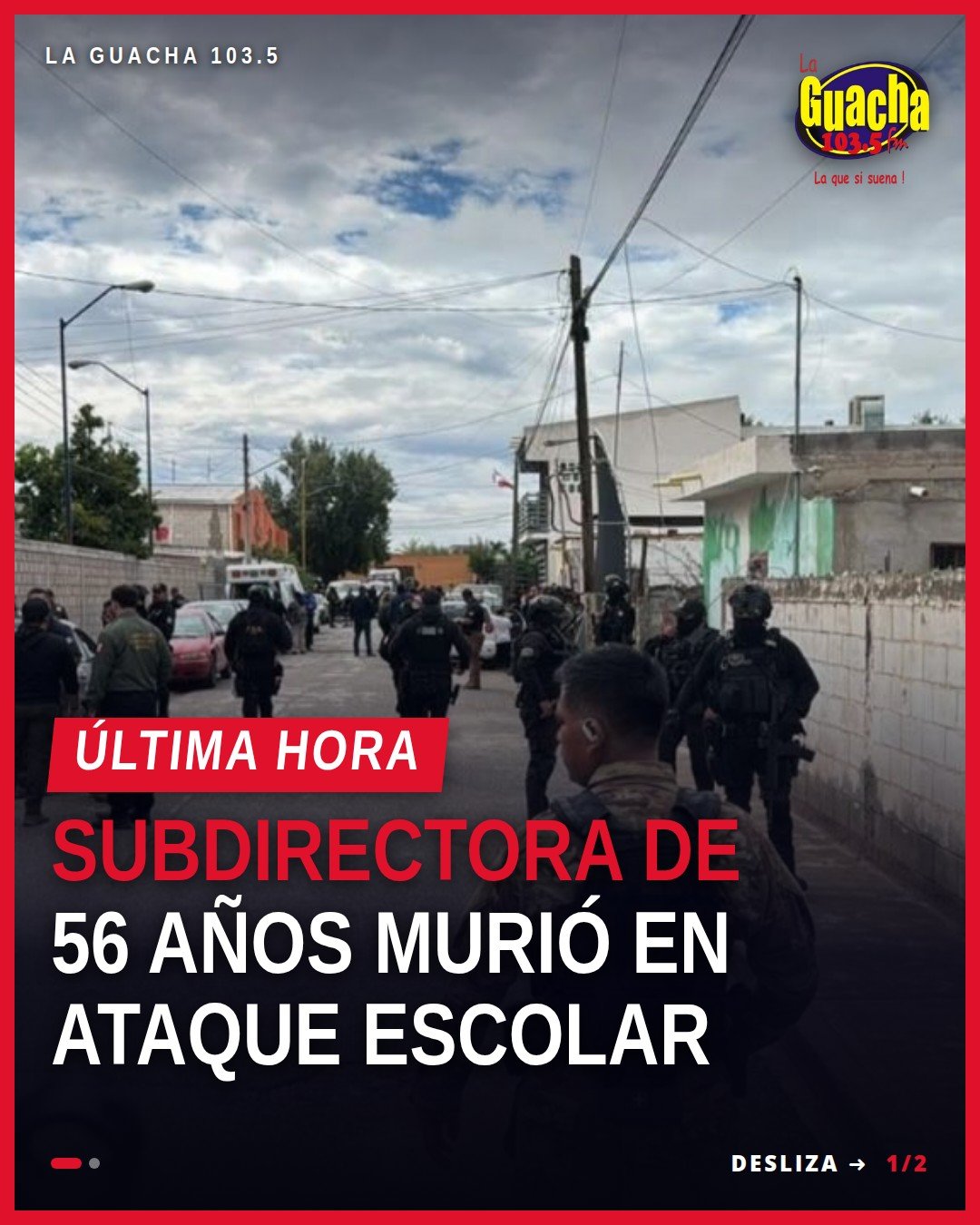 Ilustración simbólica de un edificio escolar en Torreón con siluetas de personas y una bandera mexicana, representando el