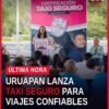 Secretaria María Elena Huerta entrega certificados 'Taxi Seguro' a taxistas en Uruapan, con hologramas y gafetes visibles
