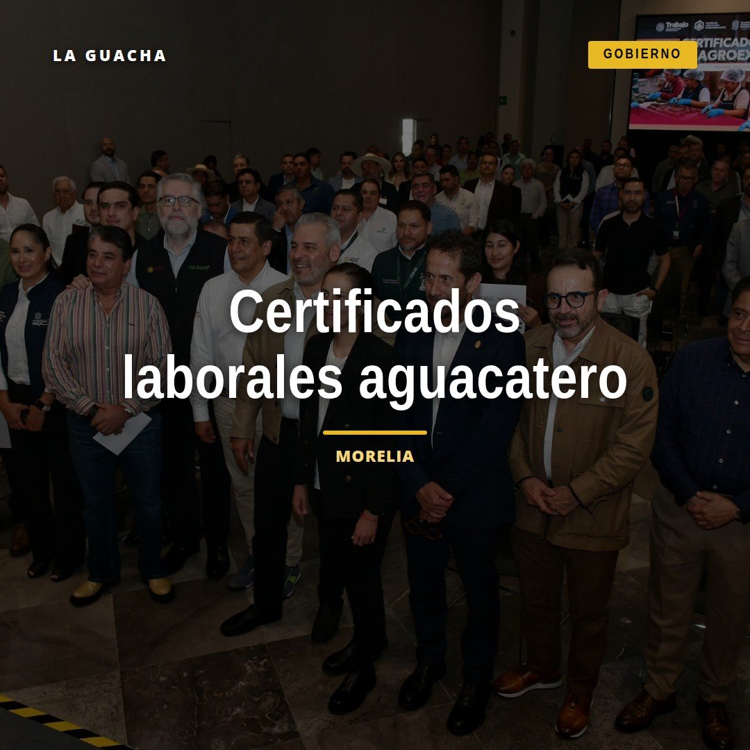 Entrega simbólica de certificados laborales para trabajadores del sector aguacatero en Morelia, Michoacán