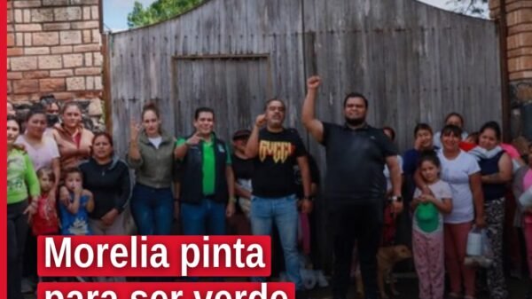 Ernesto Núñez Aguilar y Sandra Arreola Ruiz durante una gira de trabajo en Morelia, donde Morelia pinta para ser verde