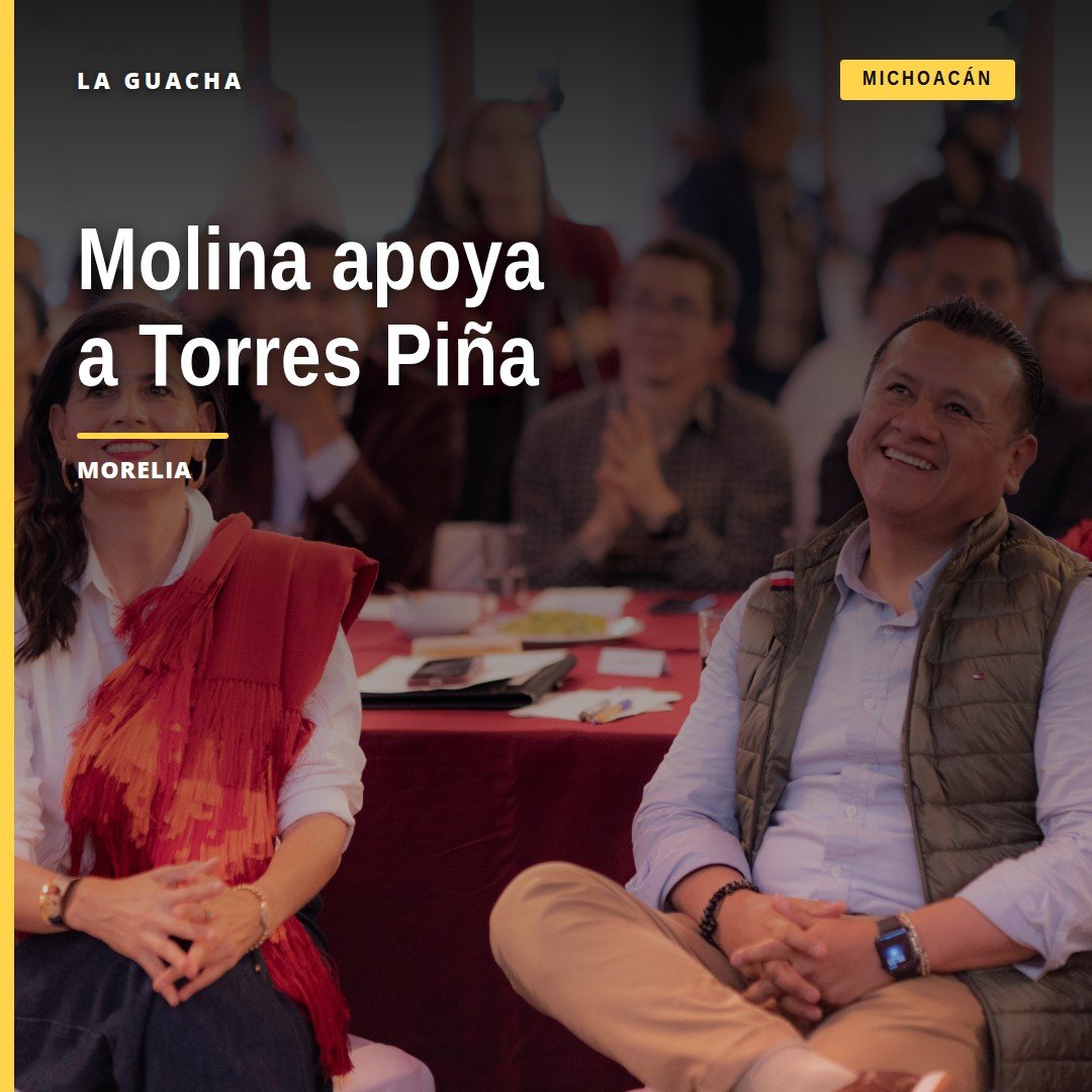 Gaby Molina y Carlos Torres Piña juntos en un acto público en Morelia, Michoacán, durante el llamado a cerrar filas con