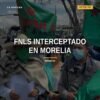 Manifestantes del FNLS interceptados por policías en el obelisco a Lázaro Cárdenas, Morelia, durante protesta del 12 de