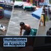 Fotografía aérea de calles anegadas en Acapulco tras las inundaciones provocadas por el huracán Simón