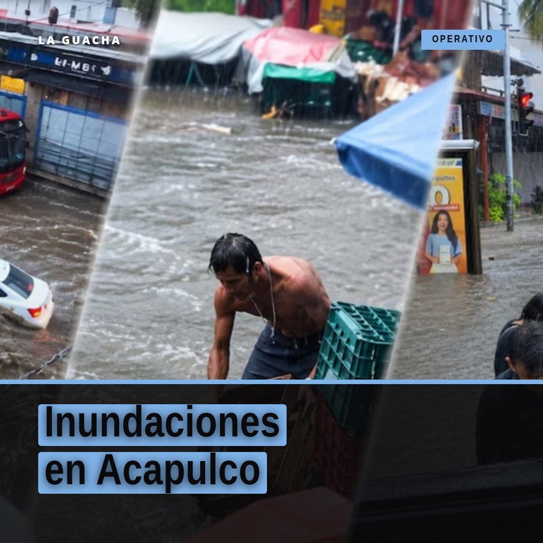 Fotografía aérea de calles anegadas en Acapulco tras las inundaciones provocadas por el huracán Simón