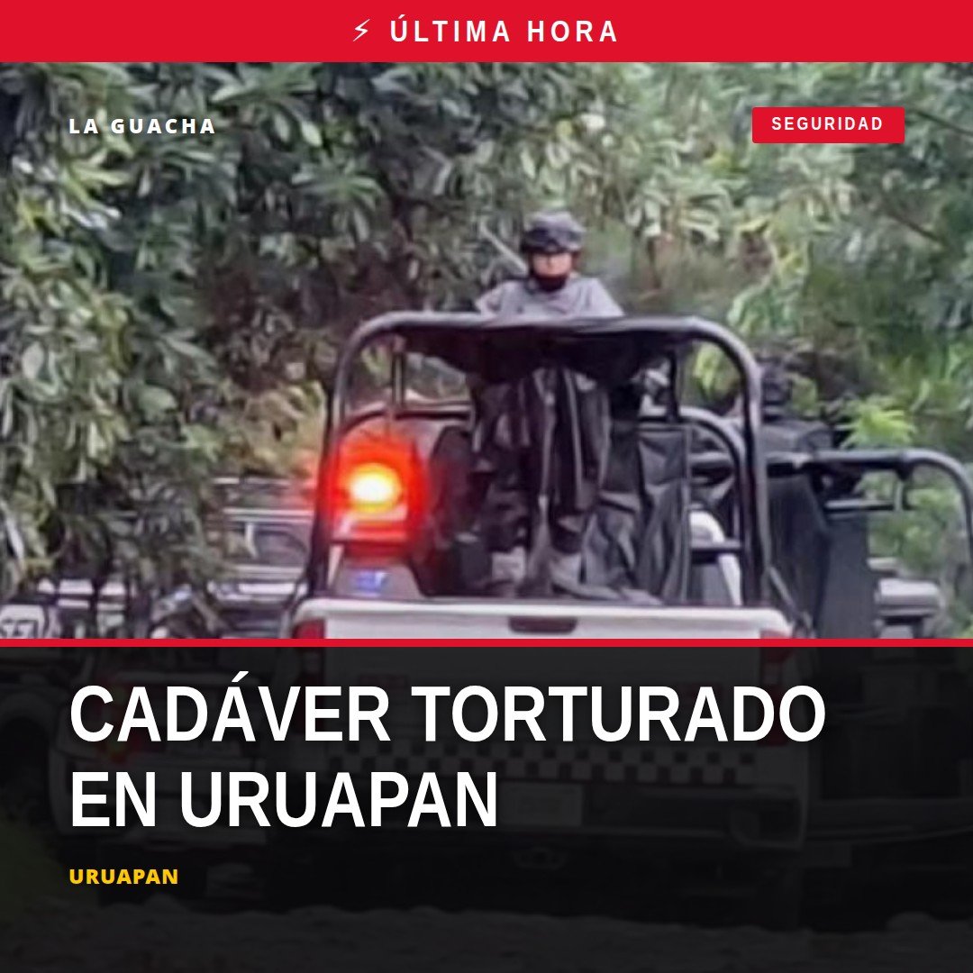 Escena del crimen en brecha de Caltzontzin, Uruapan, con acordonamiento policial y presencia de la Fiscalía General del
