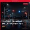 Ilustración simbólica de una silueta humana junto a un cerro con señal de búsqueda; texto 'familiares de josé luis granados'