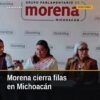 Diputada Giulianna Bugarini Torres hablando frente al pleno del Congreso de Michoacán, durante anuncio de cierre de filas