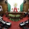 Gráfico comparativo mostrando 55/100 puntos para transparencia congreso michoacán frente al promedio nacional de 67