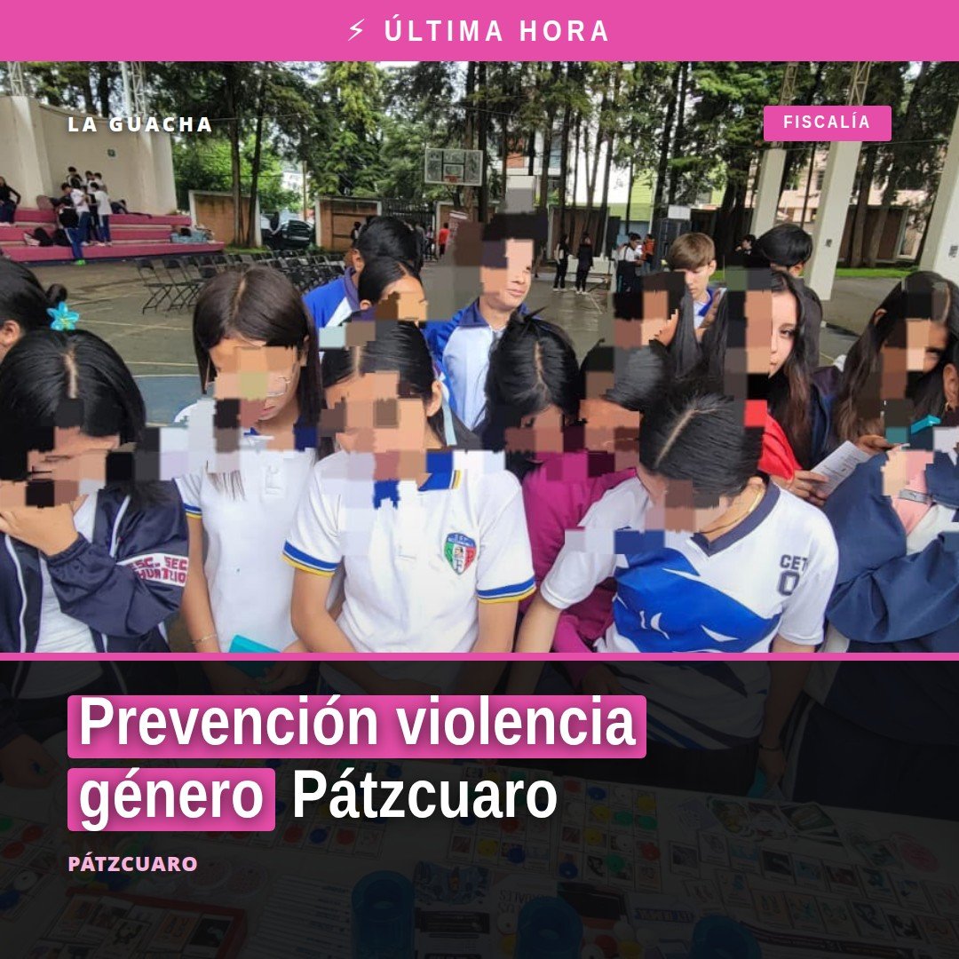 Personal de la Fiscalía Michoacán en módulo informativo sobre prevención violencia género con estudiantes en la Unidad
