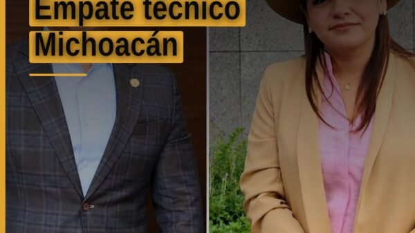 Gráfica comparativa de intención de voto entre Grecia Quiroz y Carlos Torres Piña en empate técnico michoacán 2027