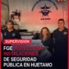 Autoridades de la Fiscalía General del Estado de Michoacán y de Seguridad Pública Municipal de Huetamo durante la visita de