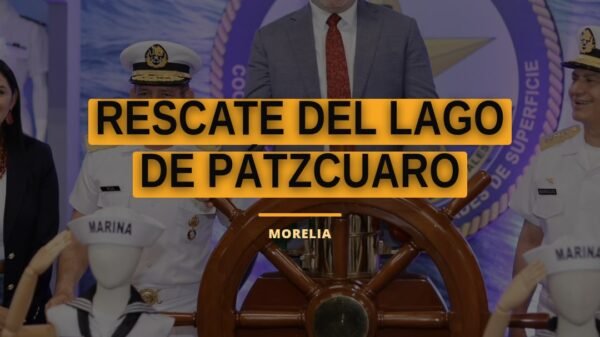 Gobernador Bedolla y autoridades en acto inaugural de Expomar 2026 en Morelia, reconociendo el rescate del lago de Pátzcuaro