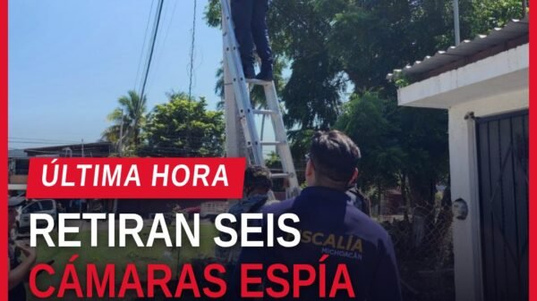 Cámaras videovigilancia apatzingán retiradas por la Fiscalía Michoacán en postes de energía eléctrica y telefonía en