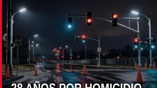 Ilustración simbólica de balanza de justicia y mapa de Michoacán con marcador en Buenavista, relacionado con el homicidio en