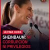 Claudia Sheinbaum hablando ante micrófono en Morelia, Michoacán, durante acto de Vivienda para el Bienestar, con bandera