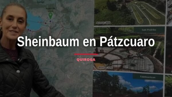Claudia Sheinbaum en recorrido por obras de saneamiento lago de pátzcuaro en planta de tratamiento de Quiroga, Michoacán
