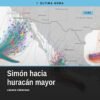 Mapa del Pacífico mexicano con la tormenta tropical simón cerca de la costa de Michoacán y Colima
