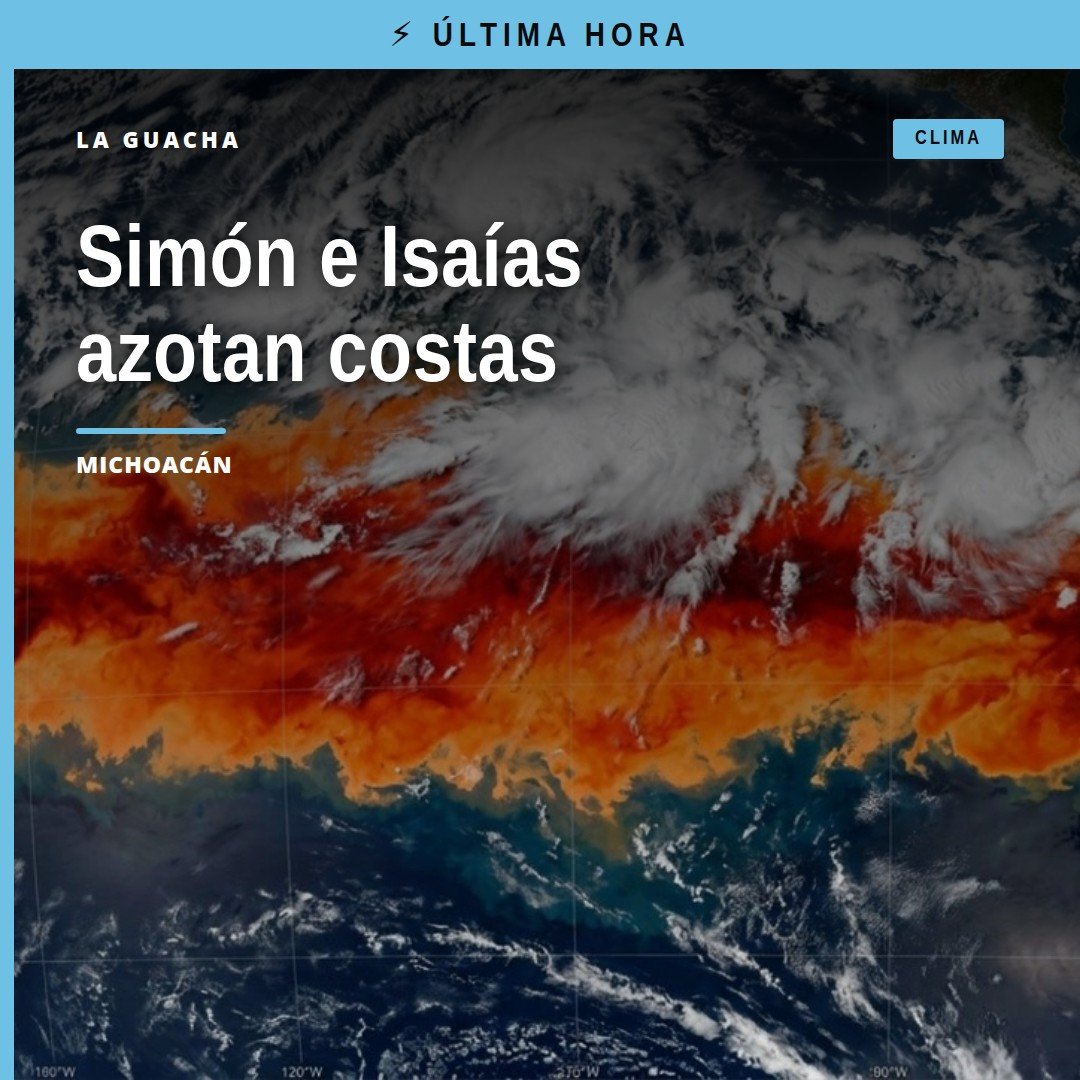 Mapa meteorológico con los trayectos de los súper huracanes simón isaías y la tormenta tropical Rachel sobre México y EE.UU.