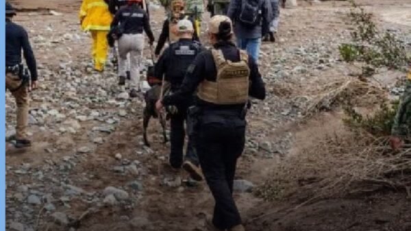 Mapa de Baja California con icono de tormenta tropical y número ocho destacado, simbolizando los muertos por la tormenta