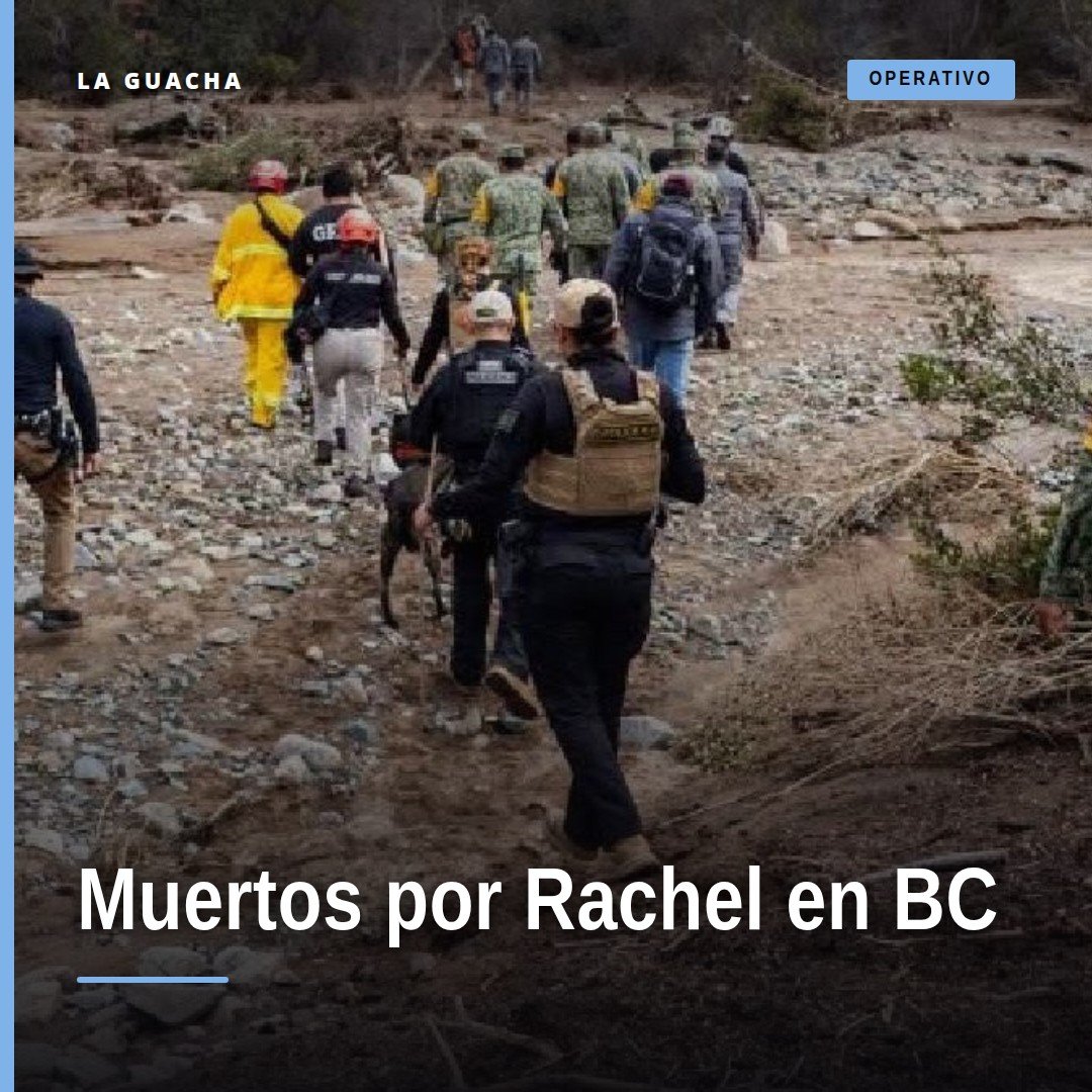 Mapa de Baja California con icono de tormenta tropical y número ocho destacado, simbolizando los muertos por la tormenta