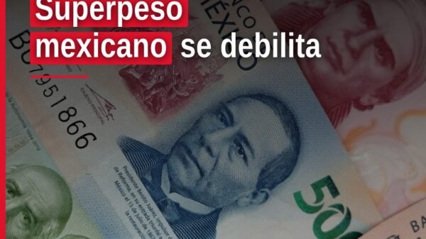 Gráfica mostrando la depreciación del superpeso mexicano en septiembre 2024, con cotización entre 16.8573 y 18.1530 pesos